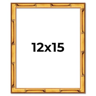 12x15 Frame Gold Bamboo Solid Wood Picture Frame | 1 Inch Moulding