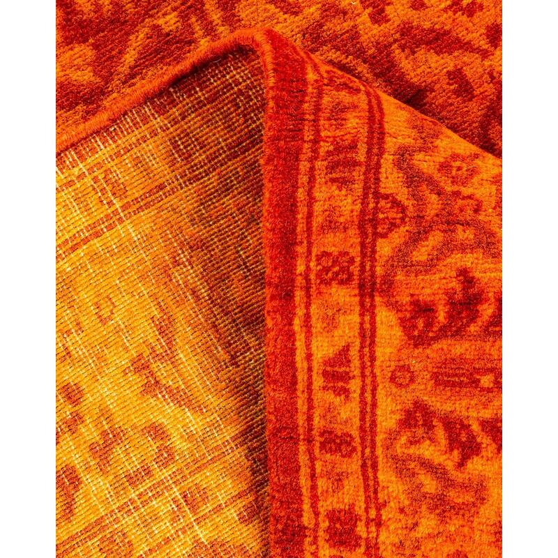Overton Hand Knotted Wool Vintage Inspired Modern Contemporary Overdyed Orange Runner Rug - 2' 6" x 6' 5"