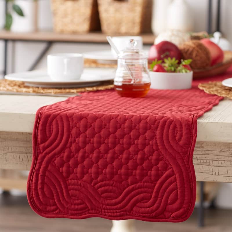 DII French Blue Quilted Farmhouse Table Runner