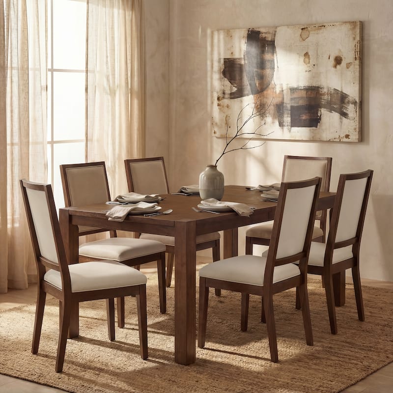 Modern Linen Cushioned Dining Chair, Fully Upholstered Accent Chair
