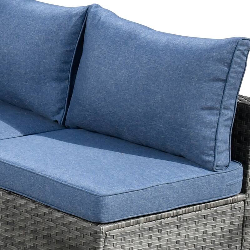 HOOOWOOO 9-piece Grey Wicker Patio Outdoor Sectional Set with Swivel Rocking Chair