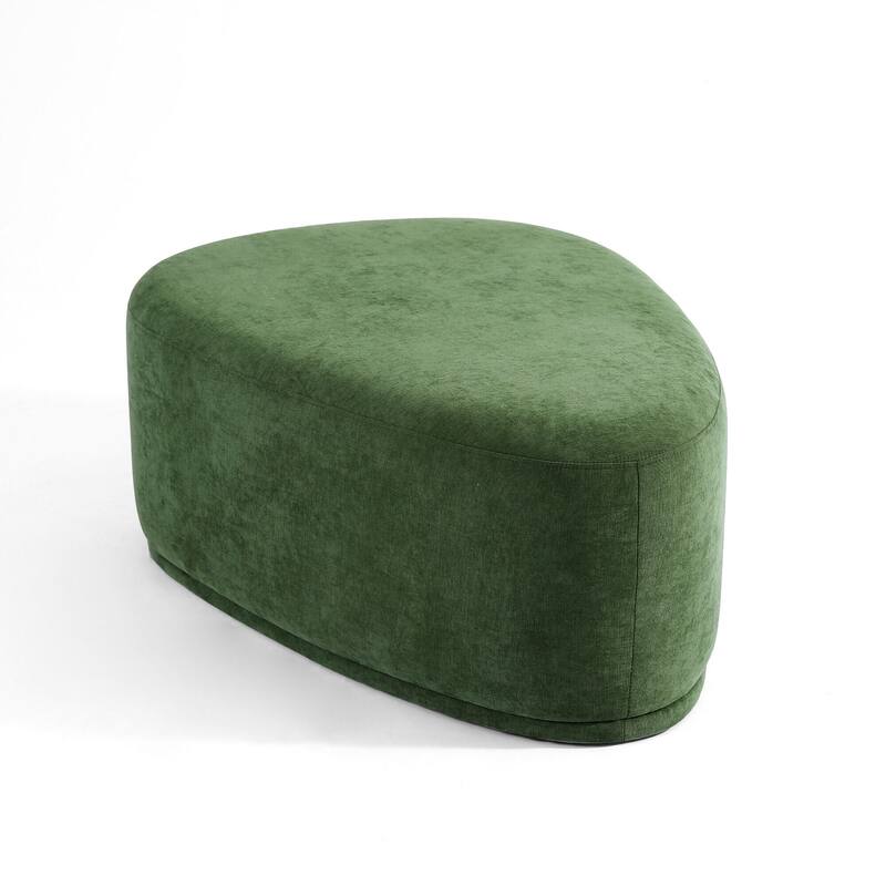43" Rounded Triangle Upholstered Ottoman, Oversize Fabric Ottoman Footstool