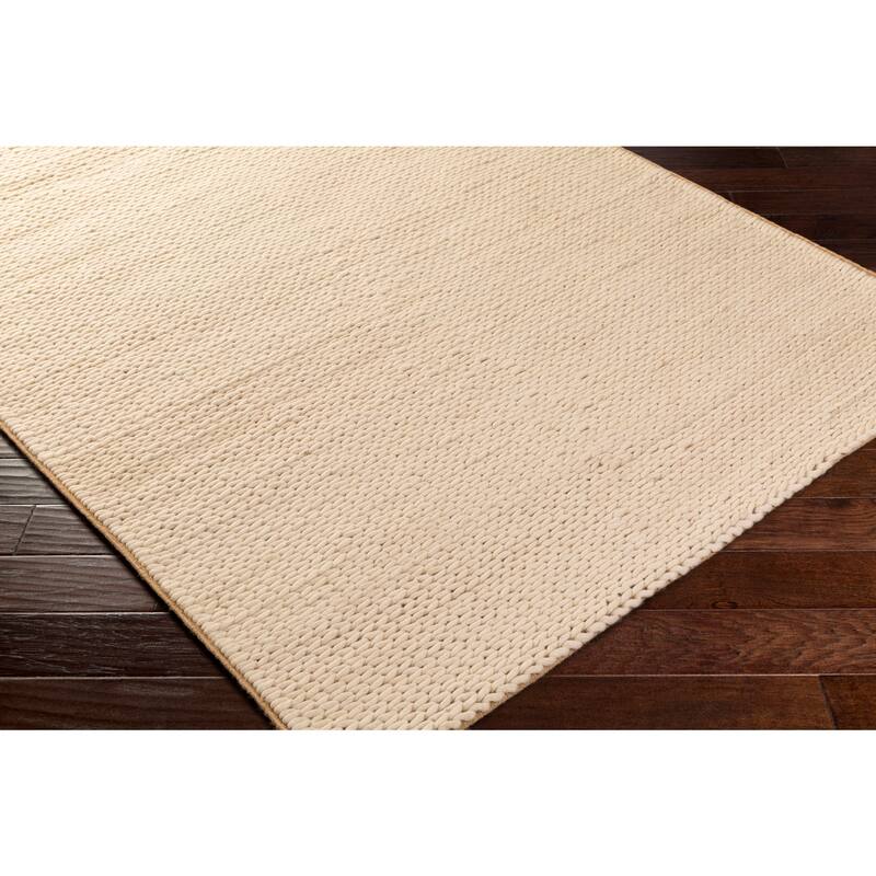 Hand Woven Yale Contemporary Solid Braided New Zealand Wool Area Rug