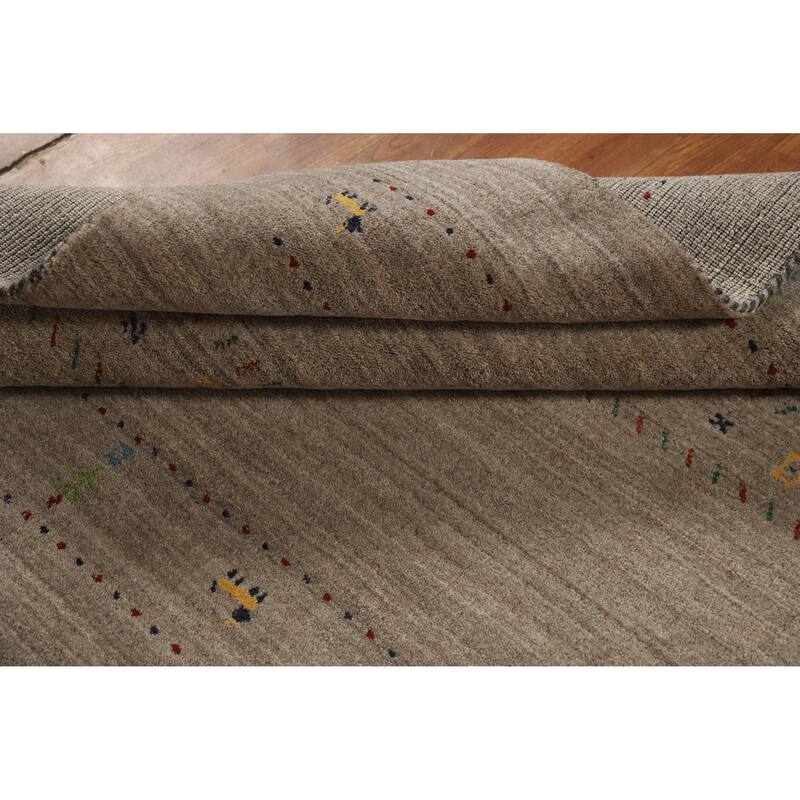 Hand Knotted Oriental 100% Wool Carpet Tribal Animal Pictorial Beige & Ivories Gabbeh Area Rug - 7' 9'' X 5' 1''