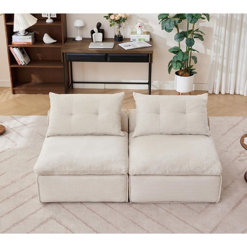 66" Upholstered 2-Seater Sofa with Neck & Waist Pillows