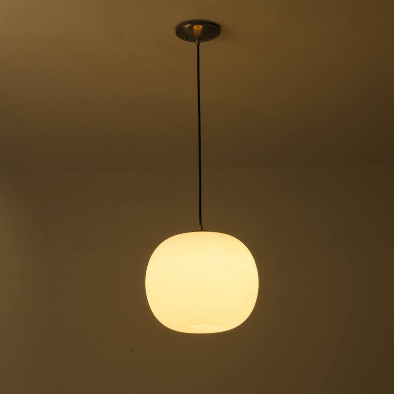 1-Light Modern Gold Hanging Pendant Light with Opal Glass Globe Lamp Shade for Kitchen Island, Bedroom