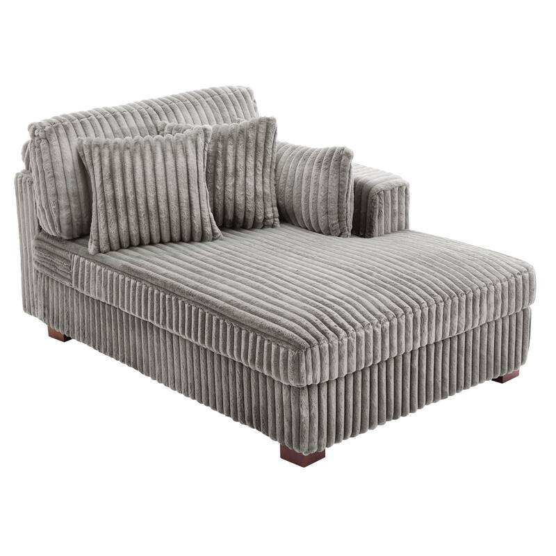 42" W Plush Corduroy Upholstered Chaise Lounge Sleeper for Living