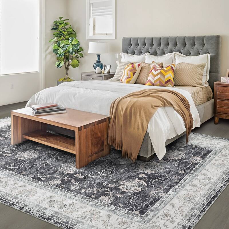 Garvee Boho Rugs Bohemian Rugs Floral Distressed Area Rug