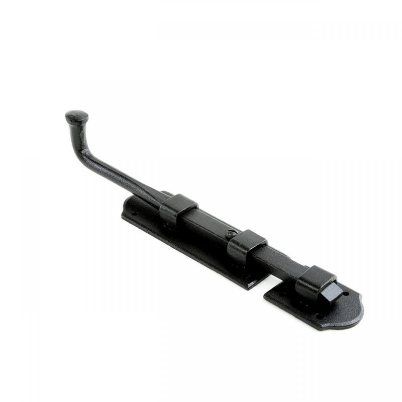 Black Iron Slide Bolt Latch 9" Ball Tip Style Slide Bolt with Mounting Hardware Renovators Supply