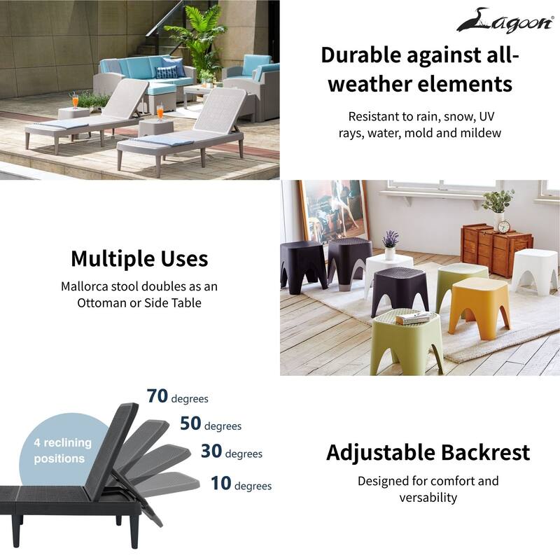 Tahiti Resin Outdoor Chaise Lounge Set With 2 Side Tables