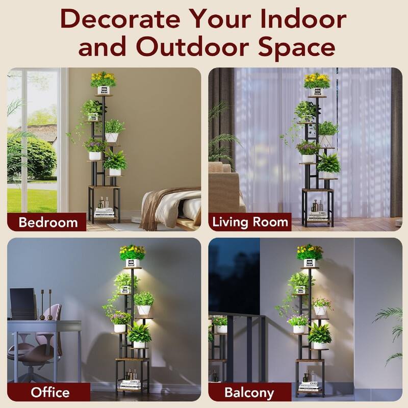 Plant Stand Indoor with Grow Light - 11 x 11 x 50 inches