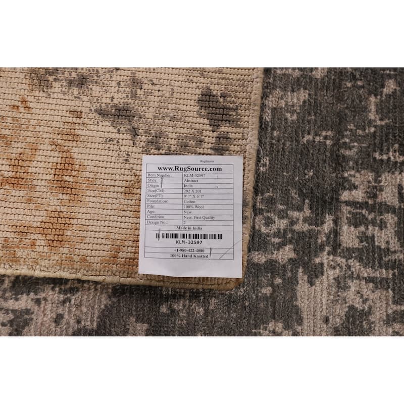 Multicolor Abstract Modern Area Rug Handmade Wool Carpet - 6'7" X 9'7"