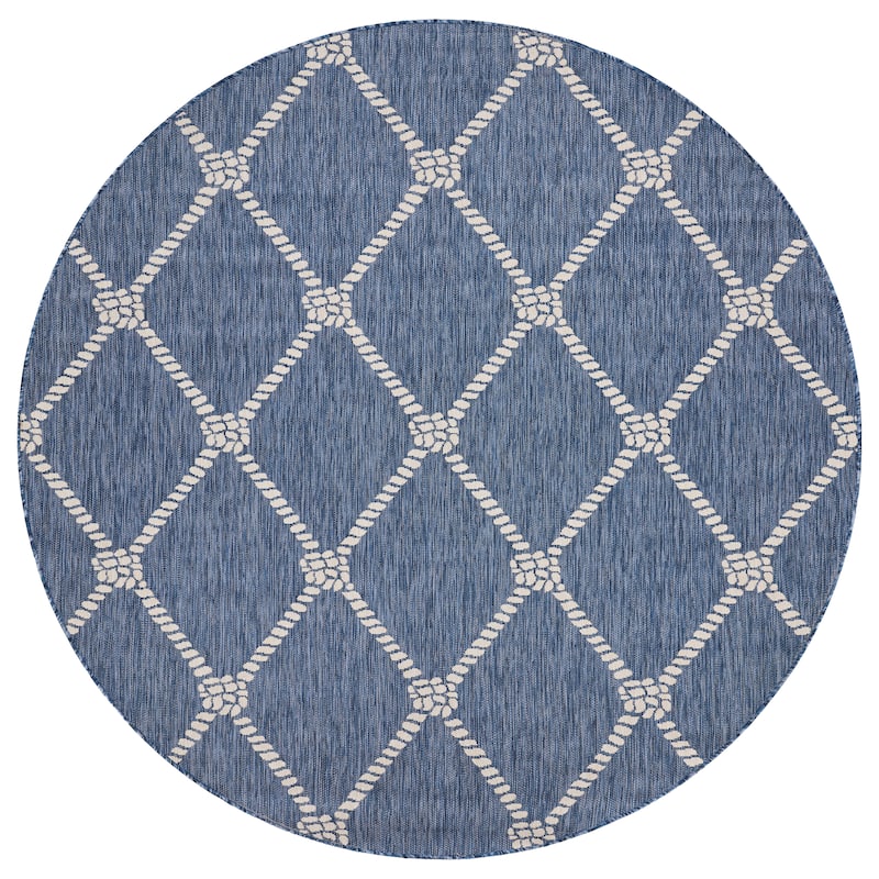 Sevita Tides Nautical Rope Knot Blue/White Indoor/Outdoor Area Rug