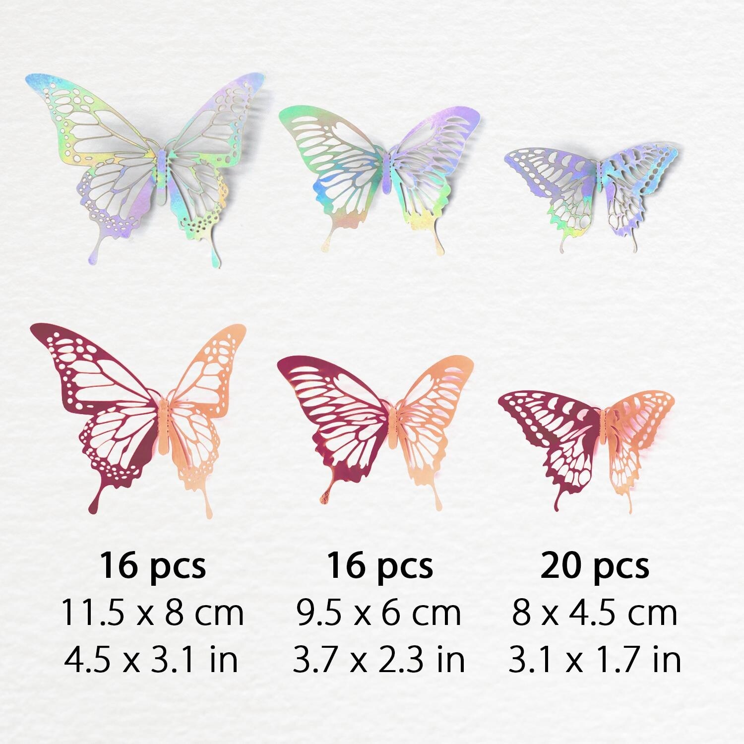 WALPLUS 52pcs 3.1 x 4.5 Multicoloured Realistic 3D Butterflies Mix Wall  Decals Stickers Home Decor Removable PVC DIY Art Mural - Bed Bath & Beyond  - 35157544