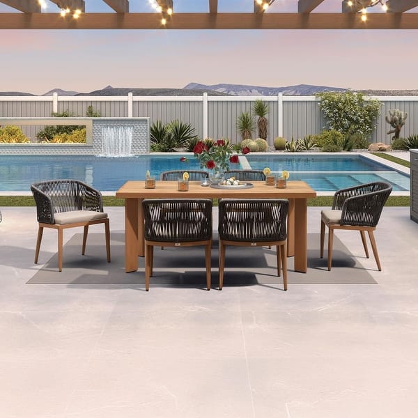 slide 2 of 11, PURPLE LEAF 11 Pieces Outdoor Dining Set Metal Rattan Furniture Set for Lawn Backyard Patio Dining Set Updated(Brown-armchair(6+1)