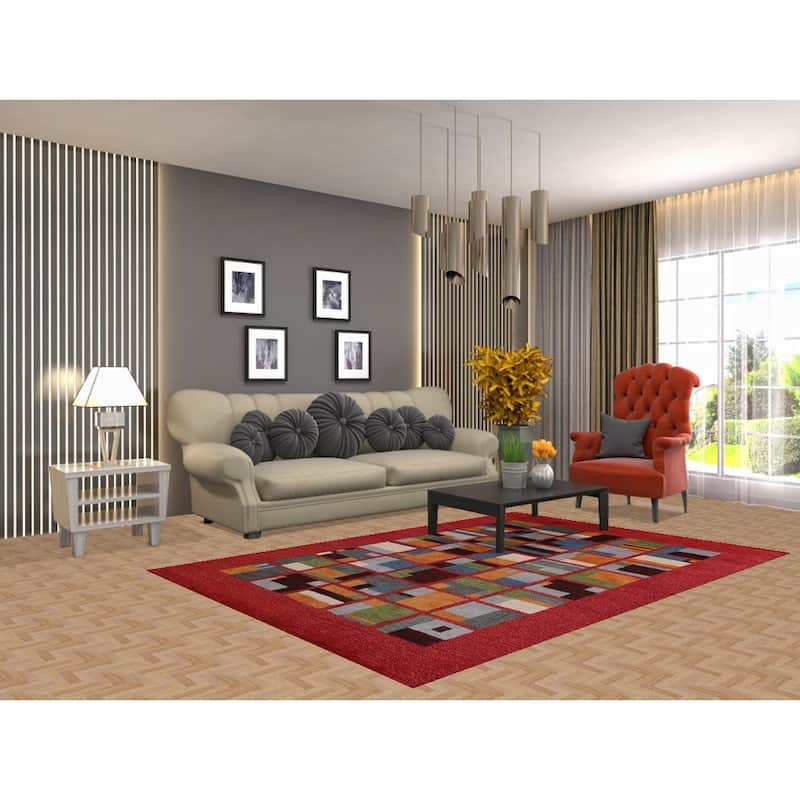 Geometric Modern Indian Area Rug Hand-Tufted Wool Carpet - 5'3" x 7'7"