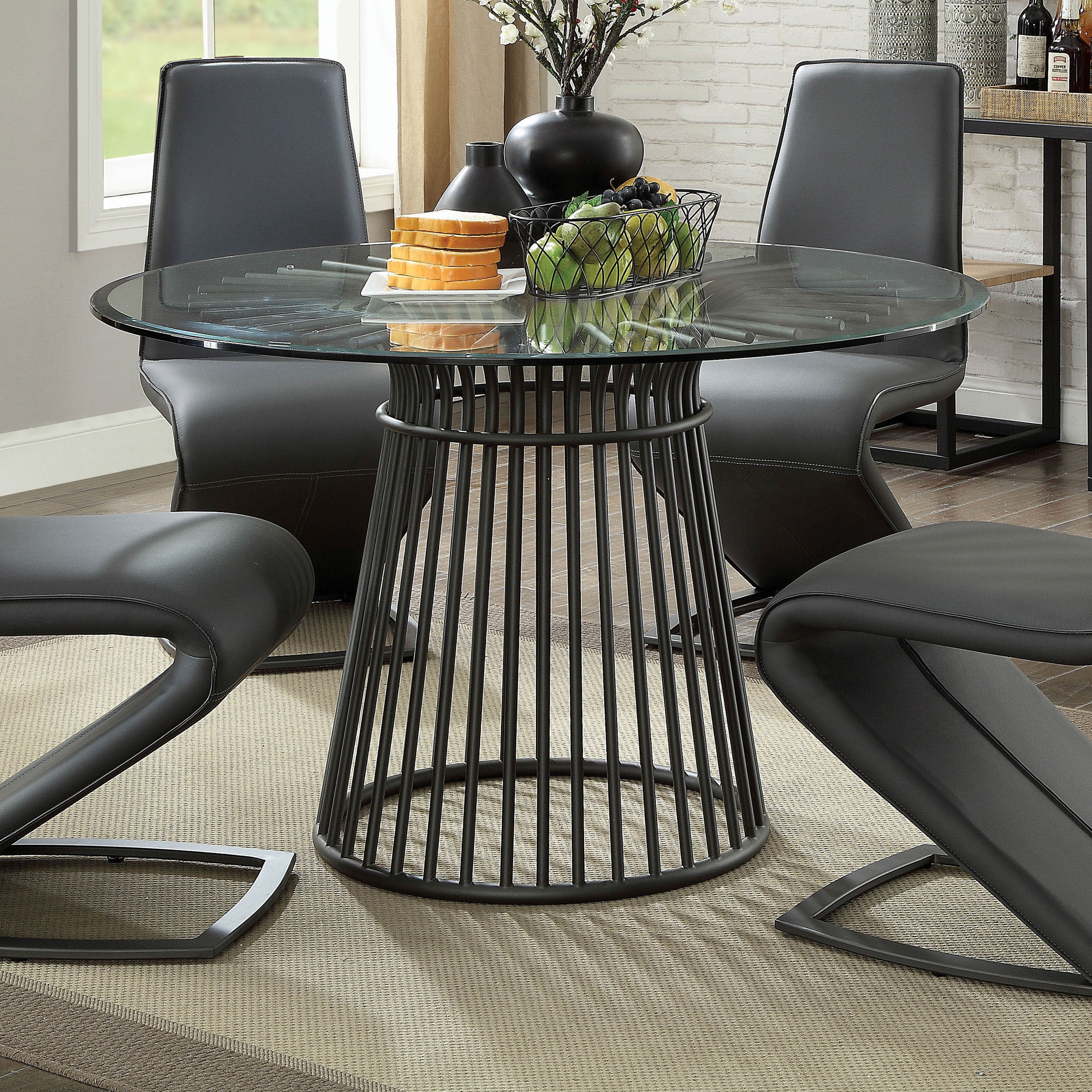 Furniture Of America Gamm Modern Black 48 Inch Round Dining Table Overstock 21177625