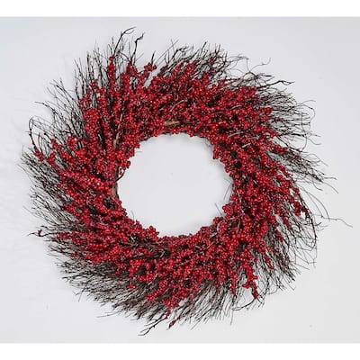 22" Berry Wreath on Twig - Multicolor