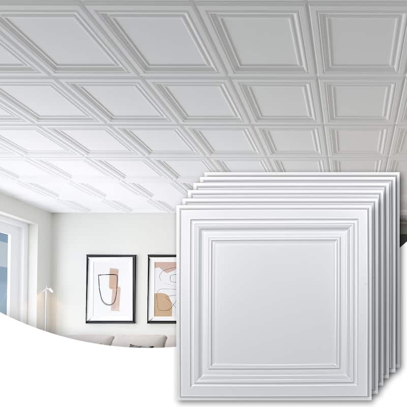 Art3d 2x2 PVC Decorative Suspended Ceiling Tiles,Glue-up Ceiling Tile,12Pcs