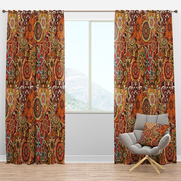 Designart 'Pattern Tile with Mandalas' Bohemian & Eclectic Blackout