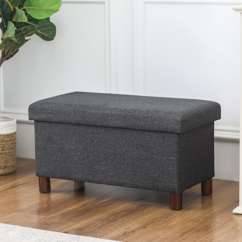 Adeco 30 Inches Storage Ottoman Bench for Living Room