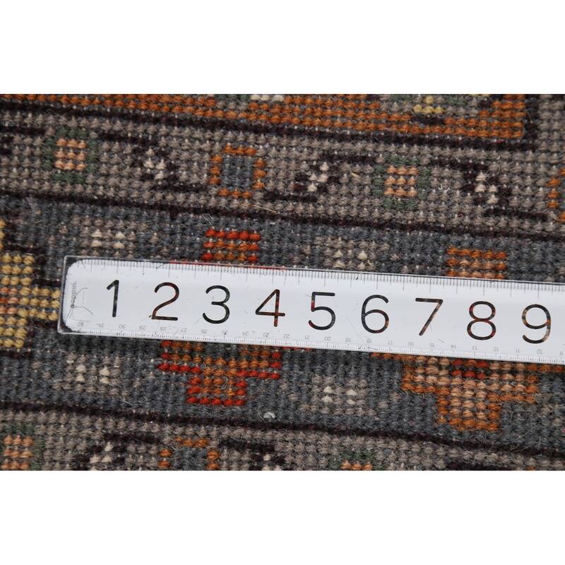Orange Geometric Khotan Oriental Area Rug Hand-Knotted Wool Carpet - 8'0"x 10'1"