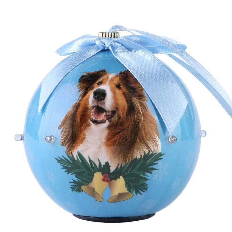 Christmas Lights Collie Print Battery Powered Pack of 2 Ornaments