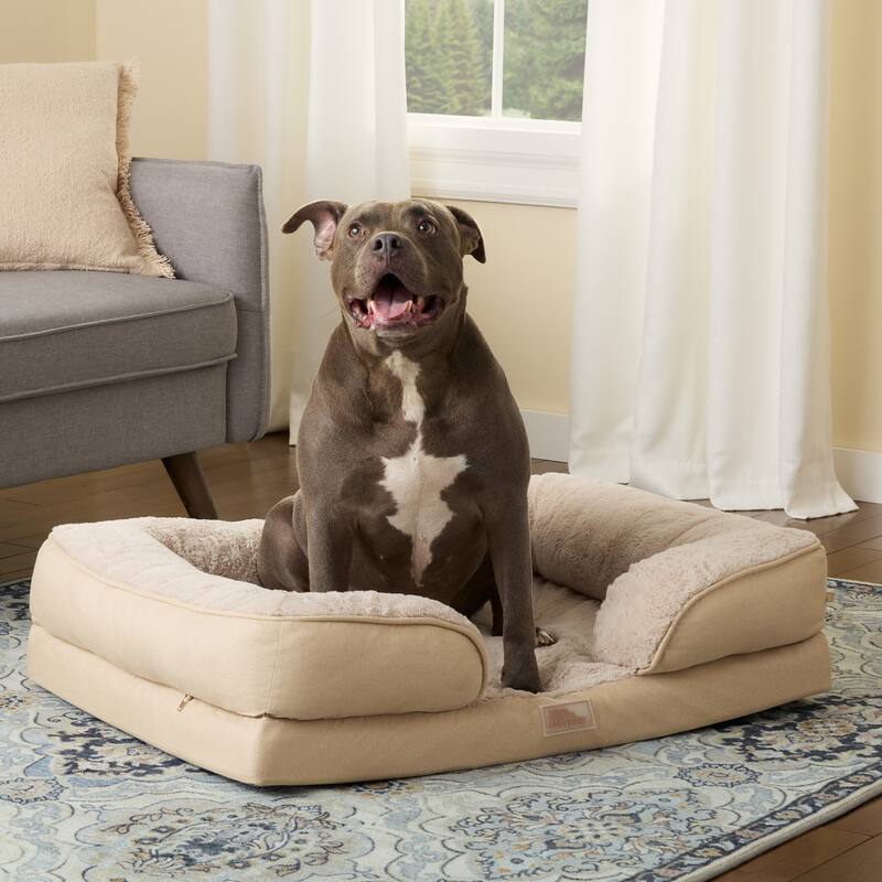 TOWN & COUNTRY EVERYDAY CuddleTown Comfy Solid Bolster Sofa Supportive Pet Bed