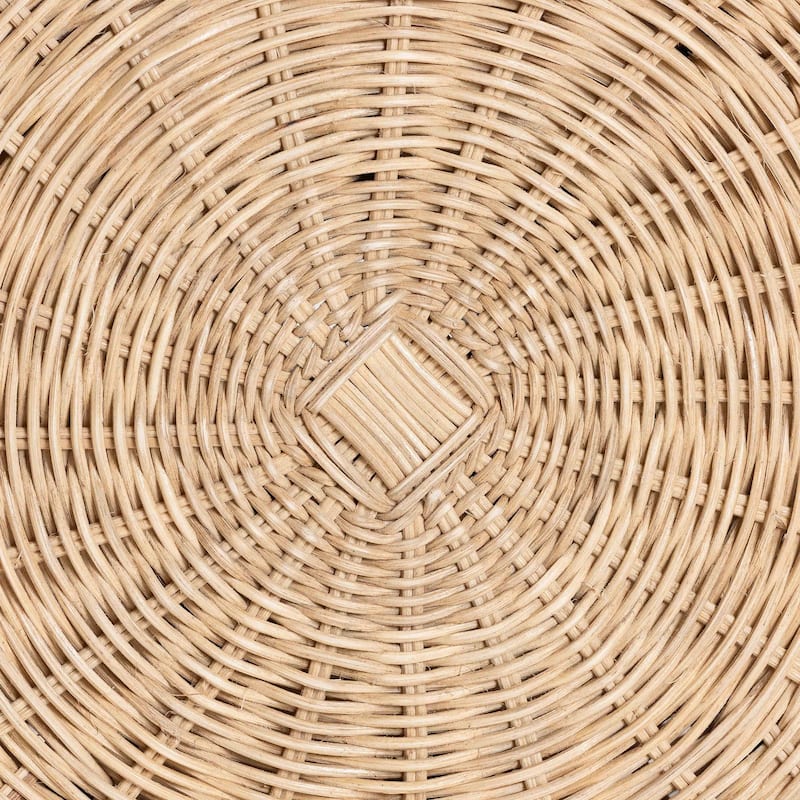 Natala Rattan End Table - Handwoven Wicker Tulip Accent Table, Scalloped Edge Side Table for Living Room