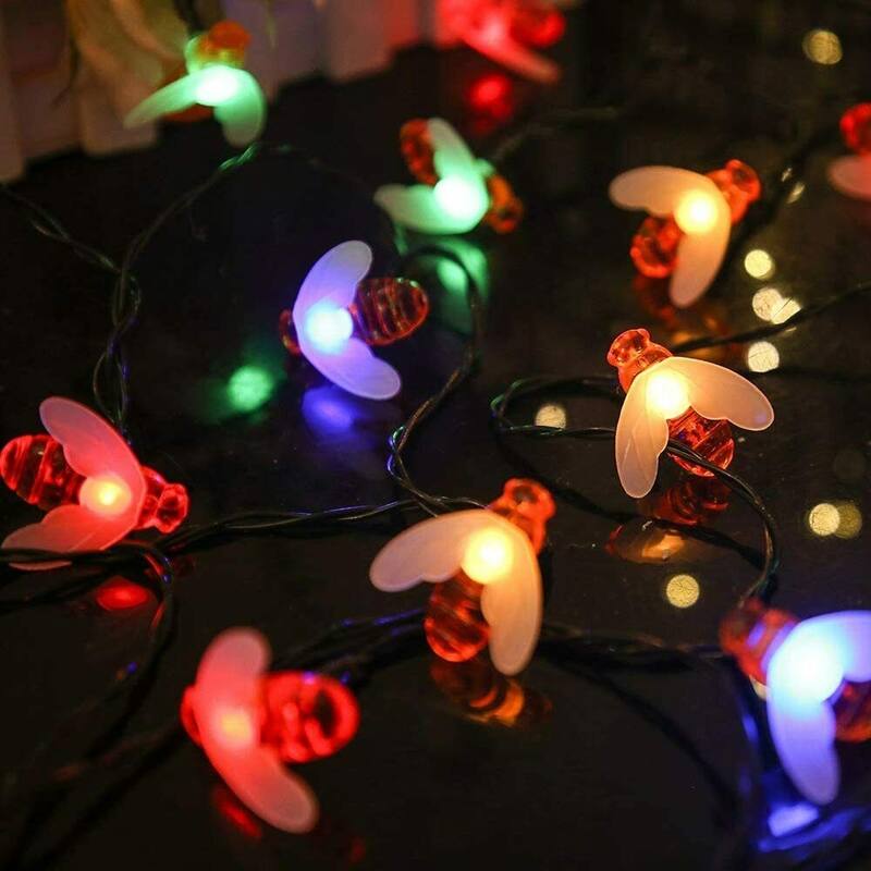 21.3ft Solar Bee String Garden Lights Outdoor Multicolor 30LED