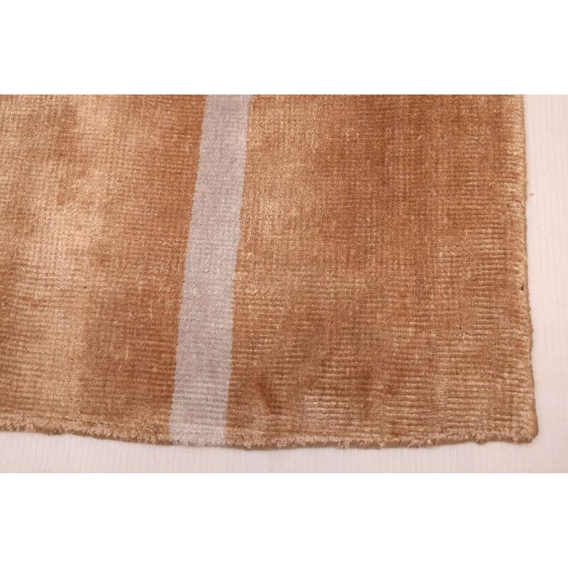 ECARPETGALLERY Hand Loomed Loreto Light Brown Viscose Rug - 5'4 x 7'4