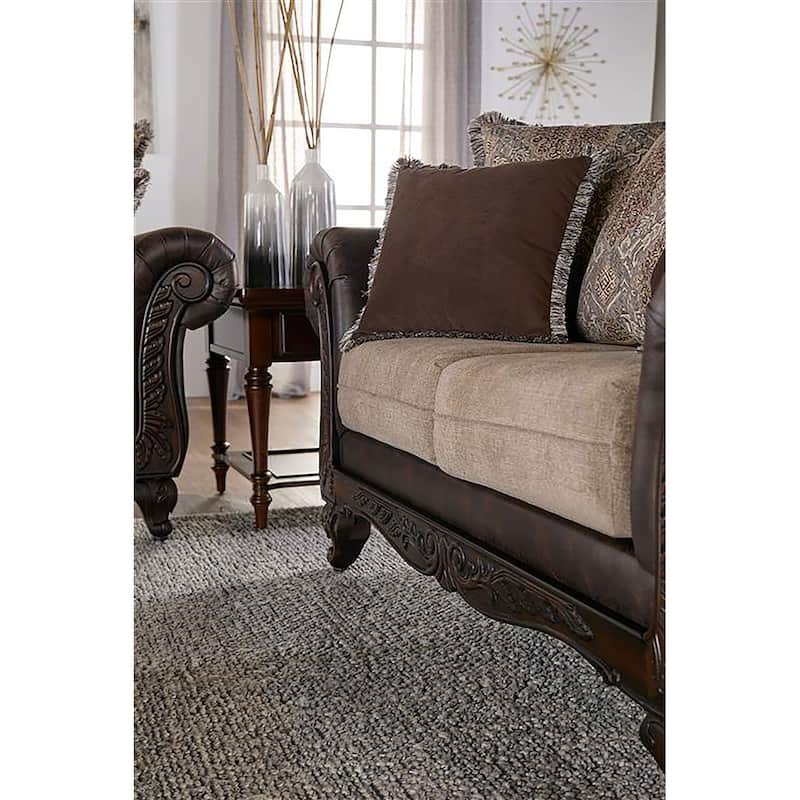 Elmbrook Upholstered Rolled Arm Loveseat Brown
