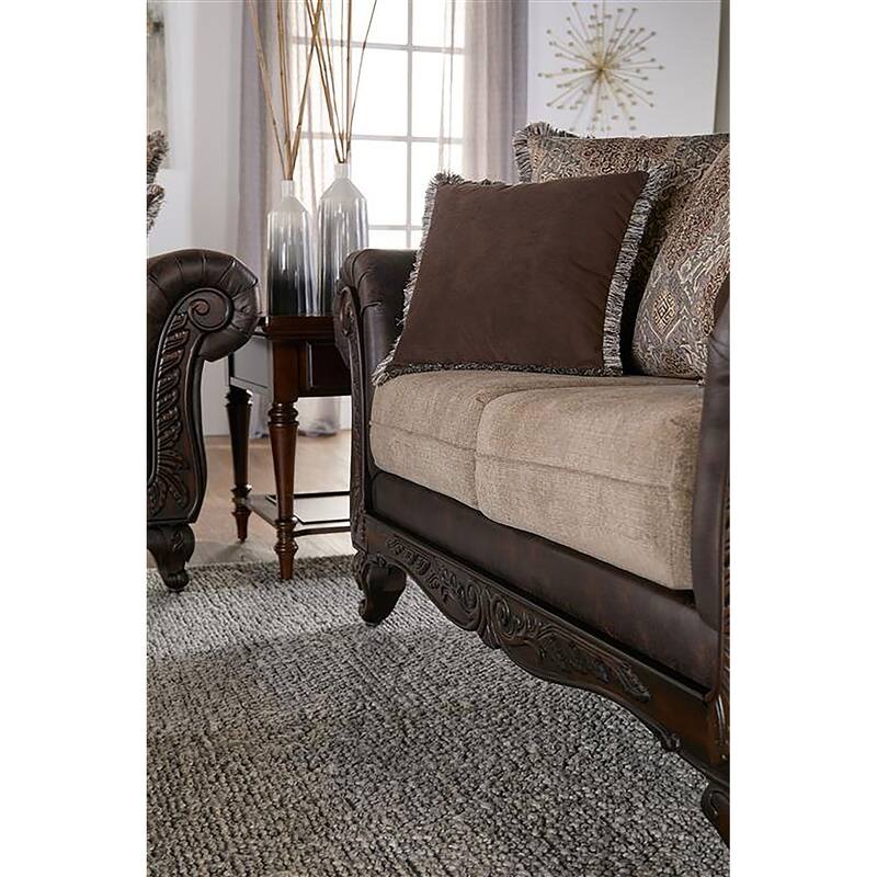 Elmbrook Upholstered Rolled Arm Loveseat Brown