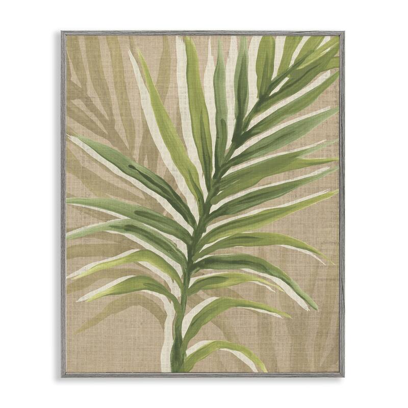 Stupell Rustic Palm Plant Framed Giclee Art Design By June Erica Vess - 16 x 20 - Grey