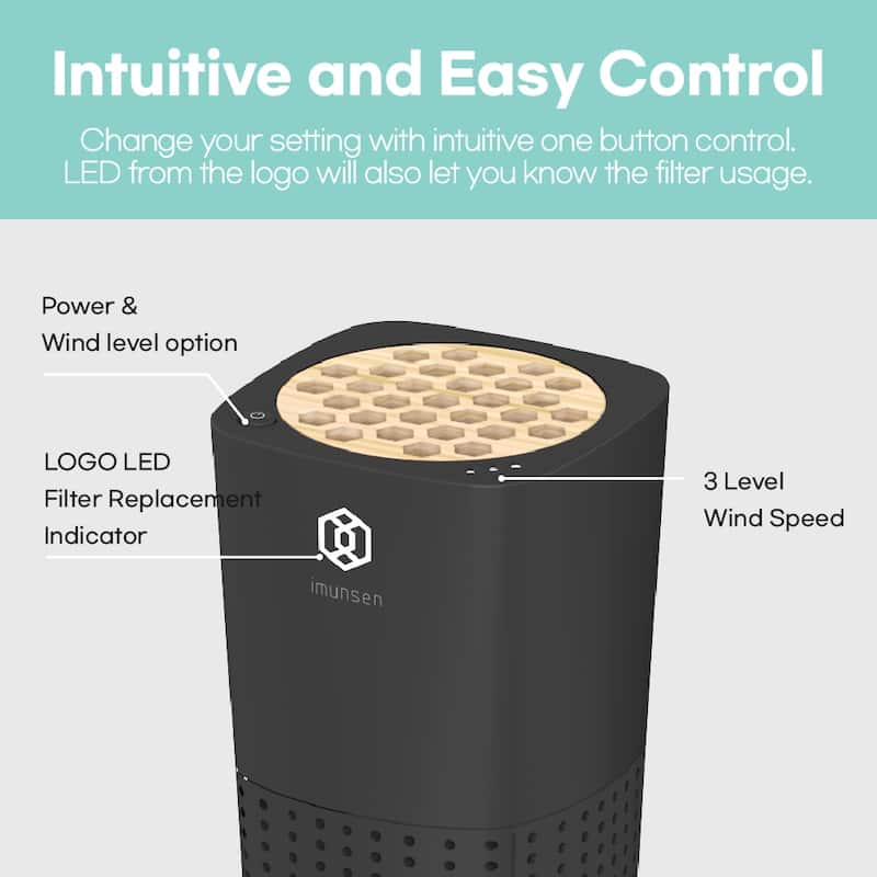 IMUNSEN Portable Air Purifier with Cypress Wood Filter and HEPA Filter