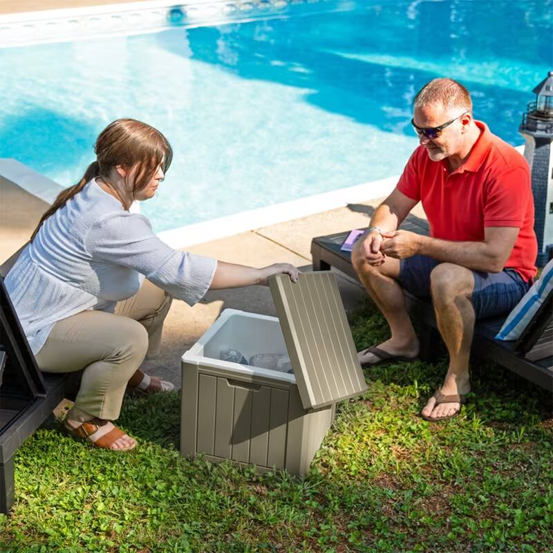 Ice Box Outdoor Resin Storage Box with Seat,Durable and Waterproof for Patio and Garden