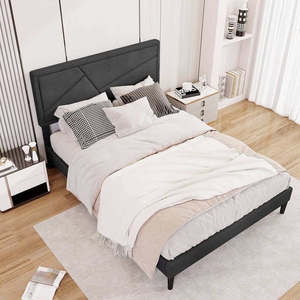 Costway Twin/Full/Queen Size Bed Frame with High Headboard & Wooden