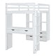 preview thumbnail 13 of 18, White Full Size Solid Wood Loft Bed with large shelves, writing desk and LED Light for Bedroom