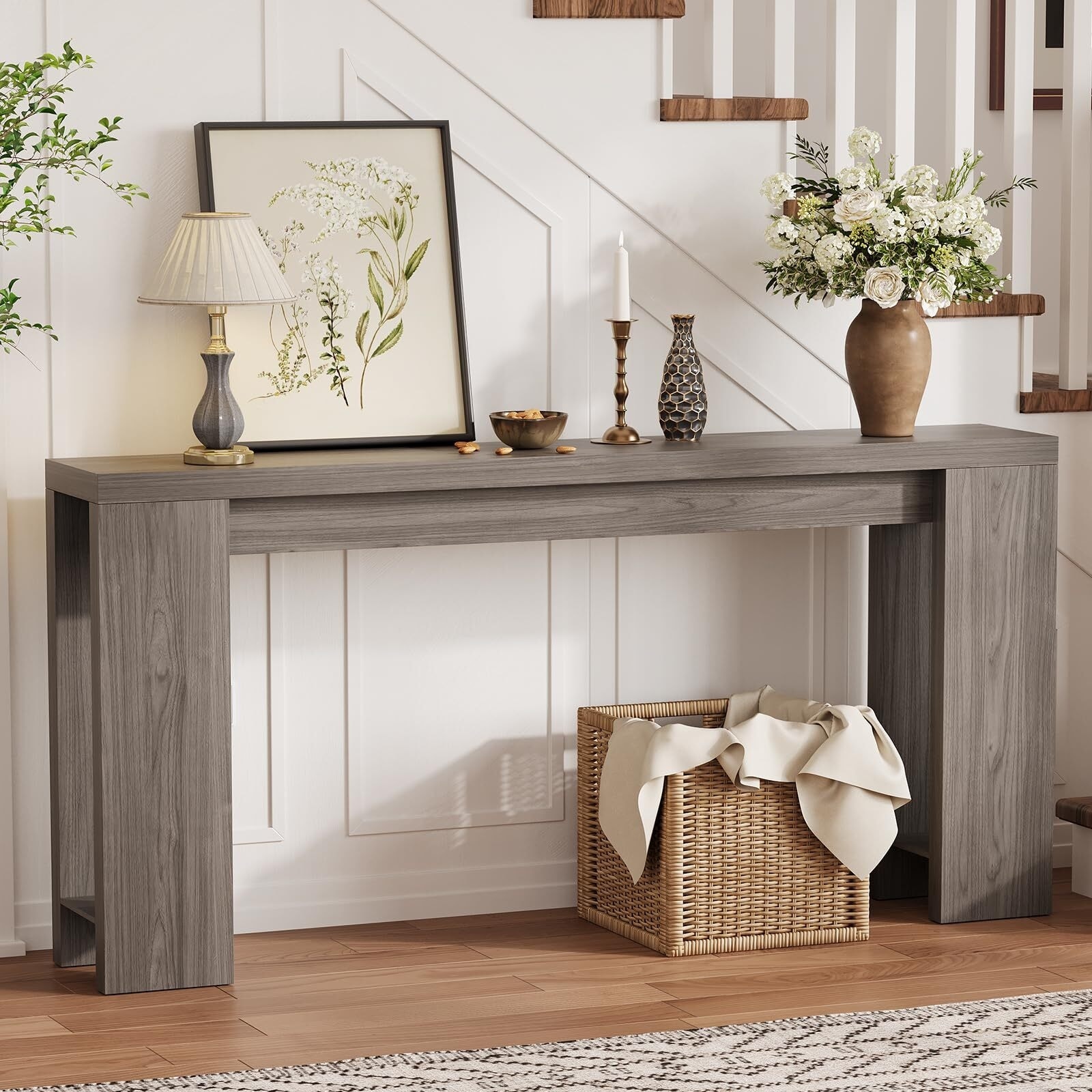 Rustic Farmhouse Console Table 70.9" - Long Narrow Rectangular Sofa Side Table for Entryway, Living Room, Hallway