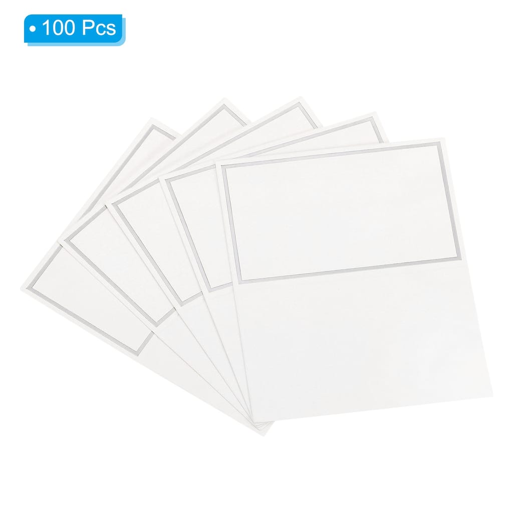Blank Greeting Cards,100Pcs Favor Decor Foldable Blank Card, Silver Tone White - Silver Tone White