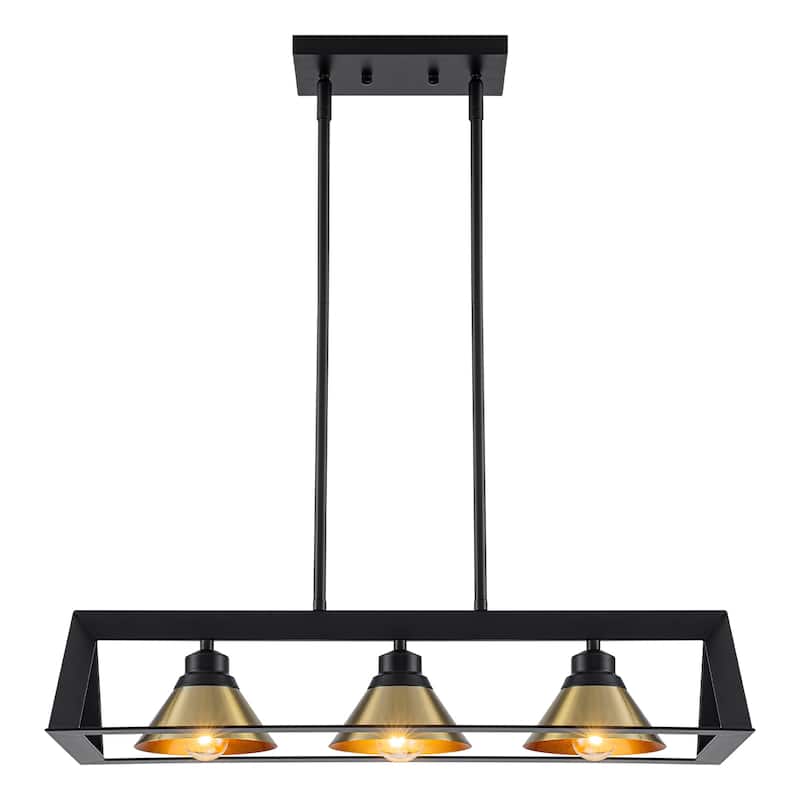 3-Light Industrial Linear Kitchen Island Pendant Light Cone Shades - Dia.25.59-in