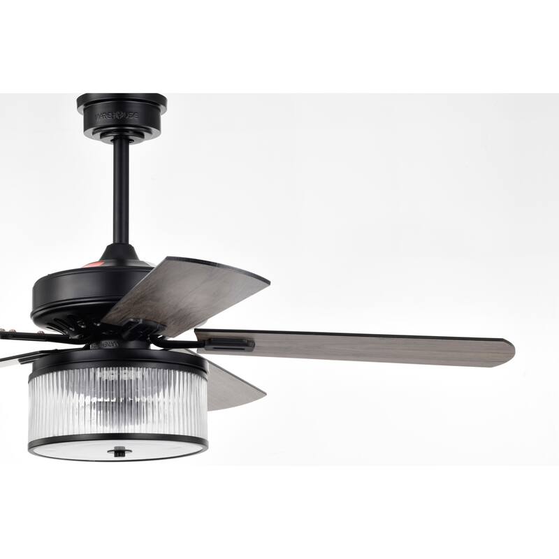 Elvira 52 Inch Chrome Polished and Matte Black Finish Ceiling Fan with Remote