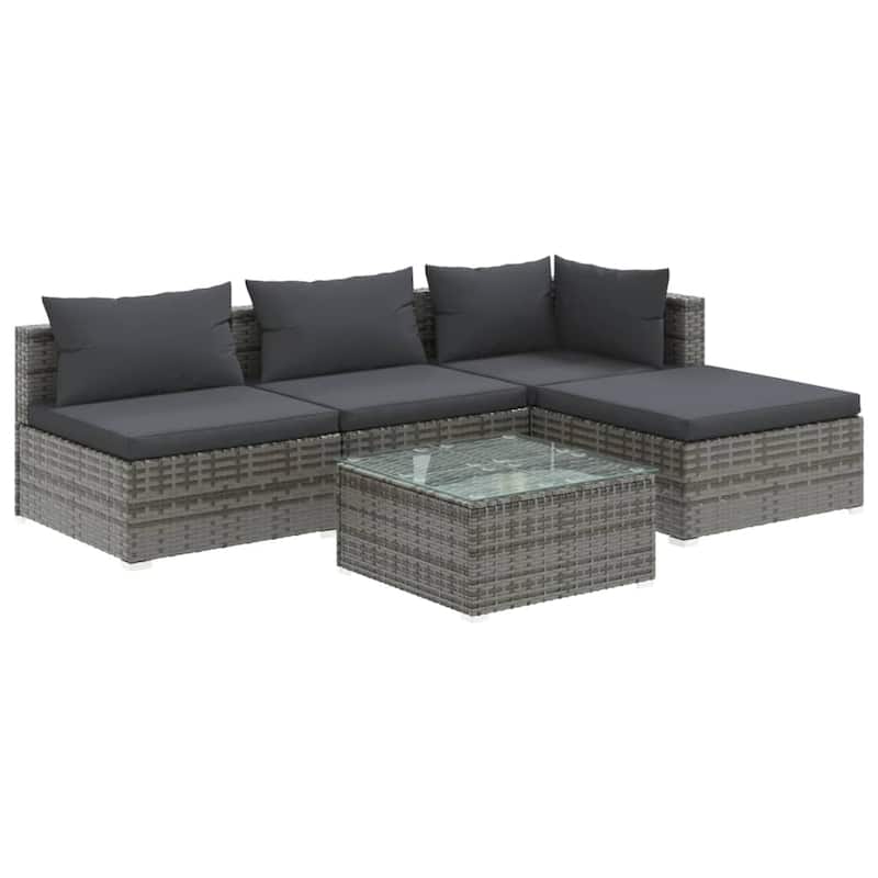 vidaXL Patio Lounge Set Outdoor Sectional Sofa Set Table Garden Poly Rattan