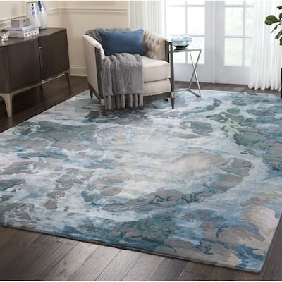 Nourison Hand-tufted Prismatic Abstract Contemporary Blue Grey Area Rug