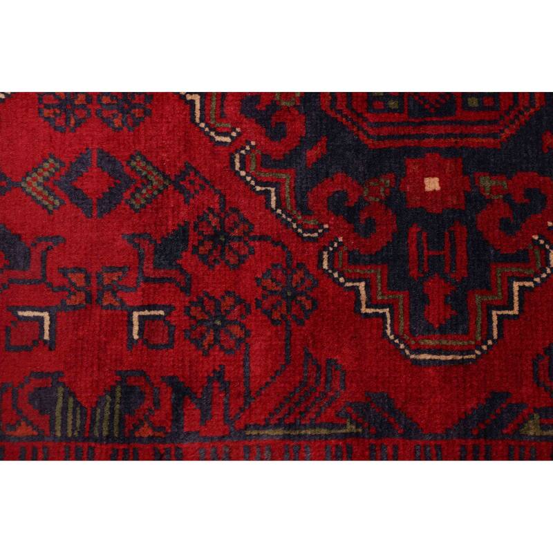 ECARPETGALLERY Hand-knotted Finest Khal Mohammadi Red Wool Rug - 3'1 x 7'0