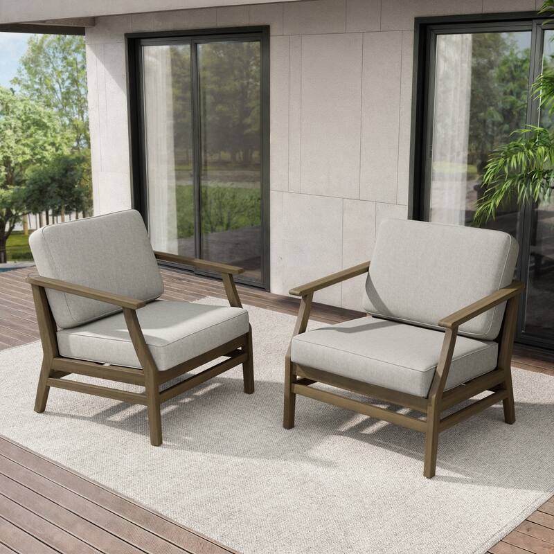 Teak Outdoor Patio Club Chairs Loveseat with Cushions