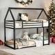 preview thumbnail 14 of 24, Twin over Twin House Bunk Bed with Built-in Ladder for Home Black
