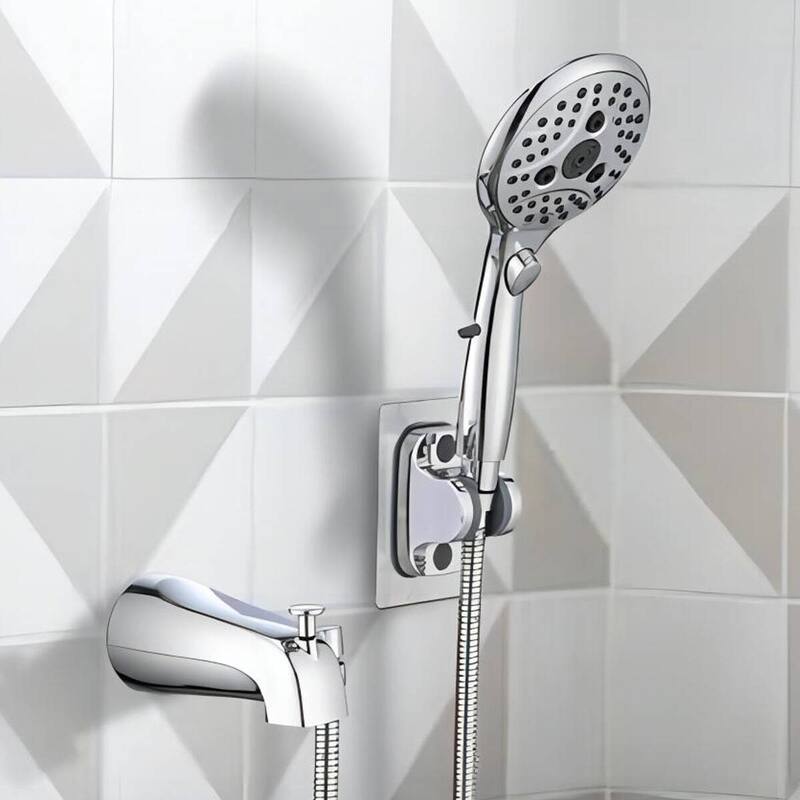 All Metal Bathtub Faucet with Sprayer, 6 Settings Handheld Shower with Switch - Chrome