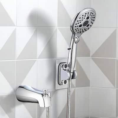 All Metal Bathtub Faucet with Sprayer, 6 Settings Handheld Shower with Switch
