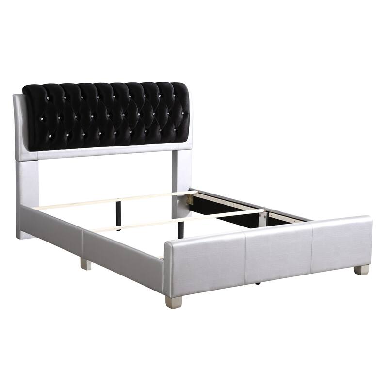 King Size PU Platform Bed with Sturdy PU Construction and Contemporary Design